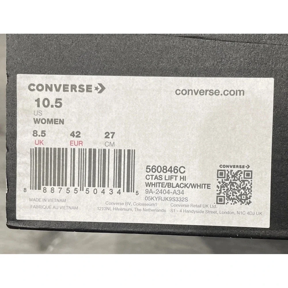 Converse Chuck Taylor All Star Lift Hightop White Women's Shoes 560846C 10.5 New